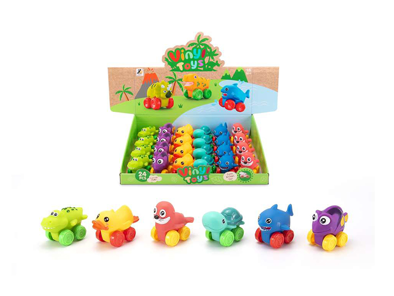 Vinyl Toys Slide Underwater Animal Car 24PCS