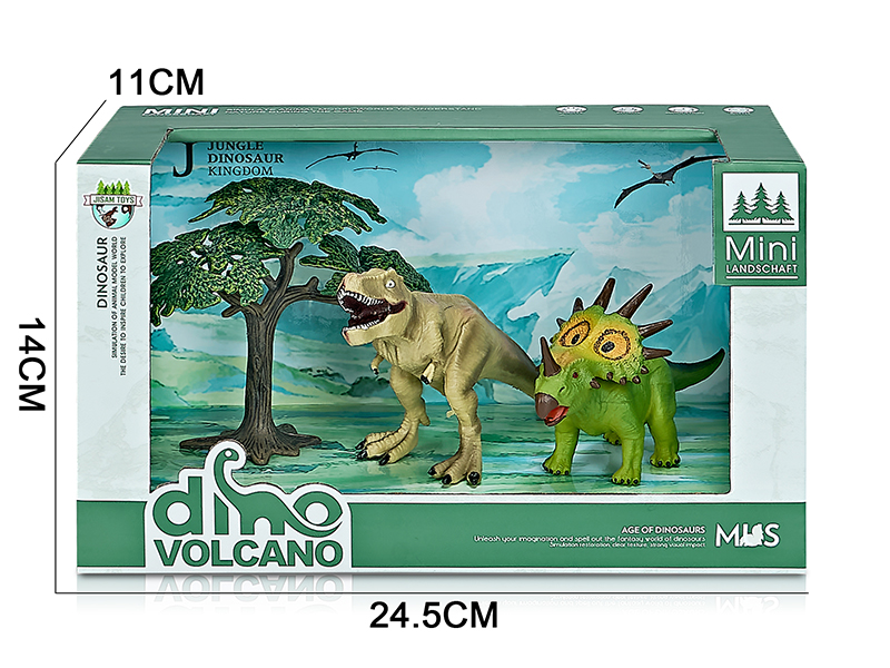 Forest Dinosaur Model Scene Toys(Tyrannosaurus Rex,Styracosaurus)
