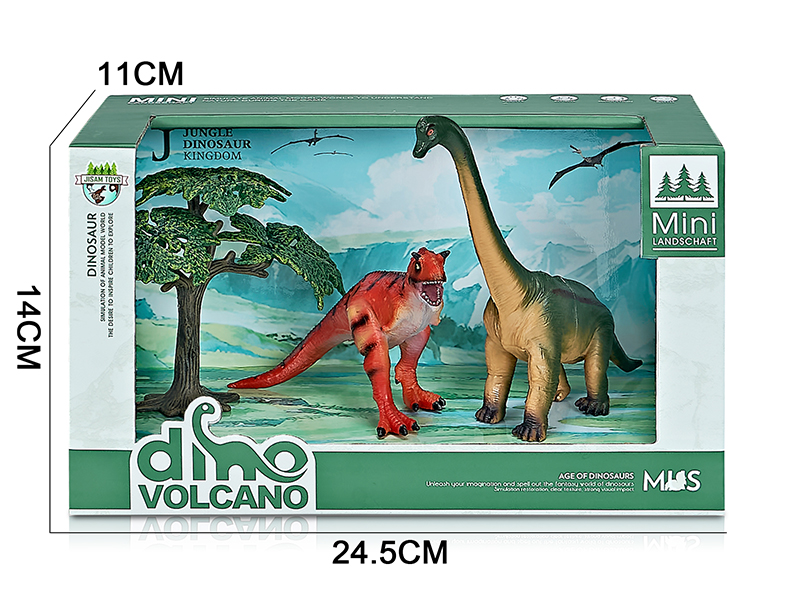 Forest Dinosaur Model Scene Toys(Carnotaurus, Brachiosaurus)