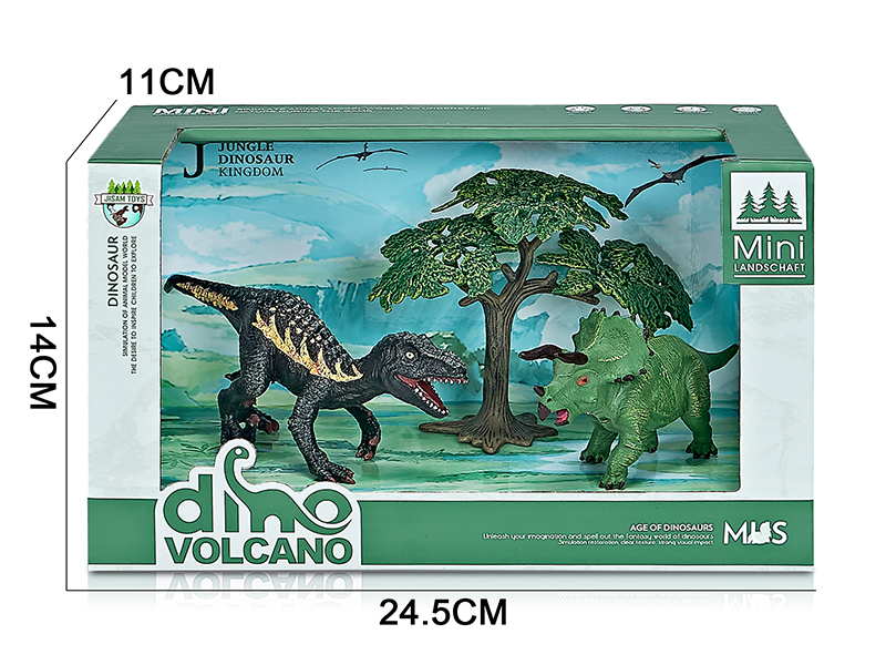 Forest Dinosaur Model Scene Toys(Velociraptor,Triceratops)