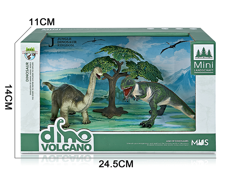 Forest Dinosaur Model Scene Toys(Apatosaurus,Carcharodontosaurus)