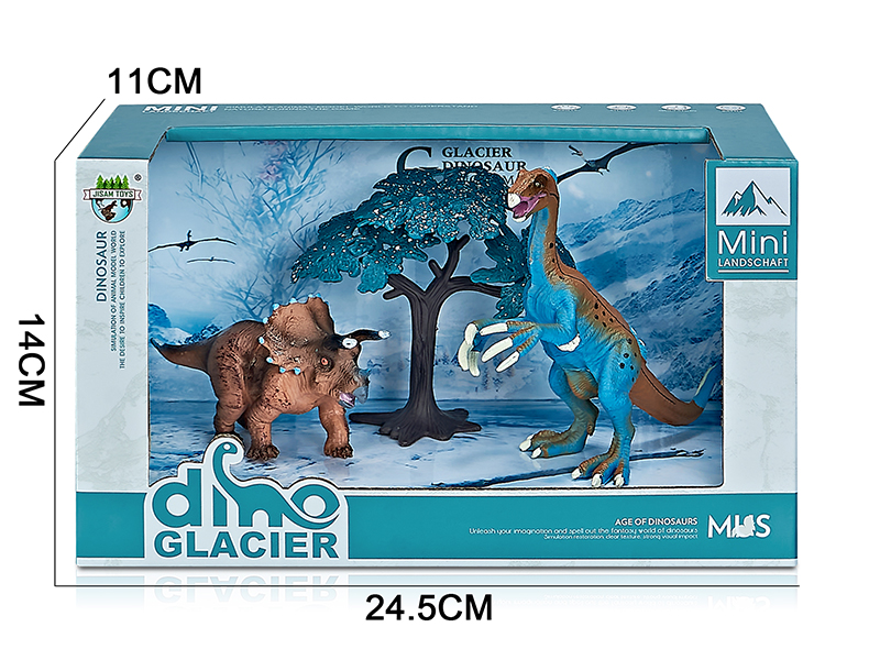 Glacier Dinosaur Model Scene Toys(Triceratops,Therizinosaurus)