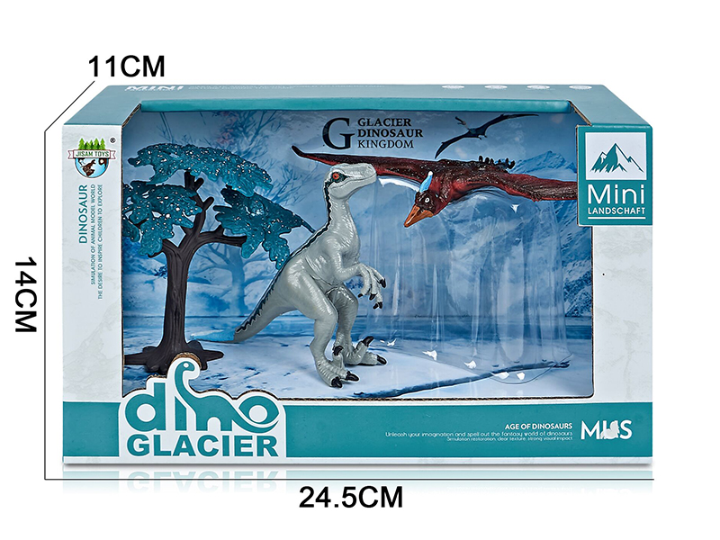 Glacier Dinosaur Model Scene Toys(Velociraptor,Pteranodon)