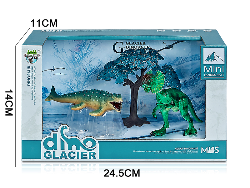 Glacier Dinosaur Model Scene Toys(Mosasaur, Dilophosaurus)
