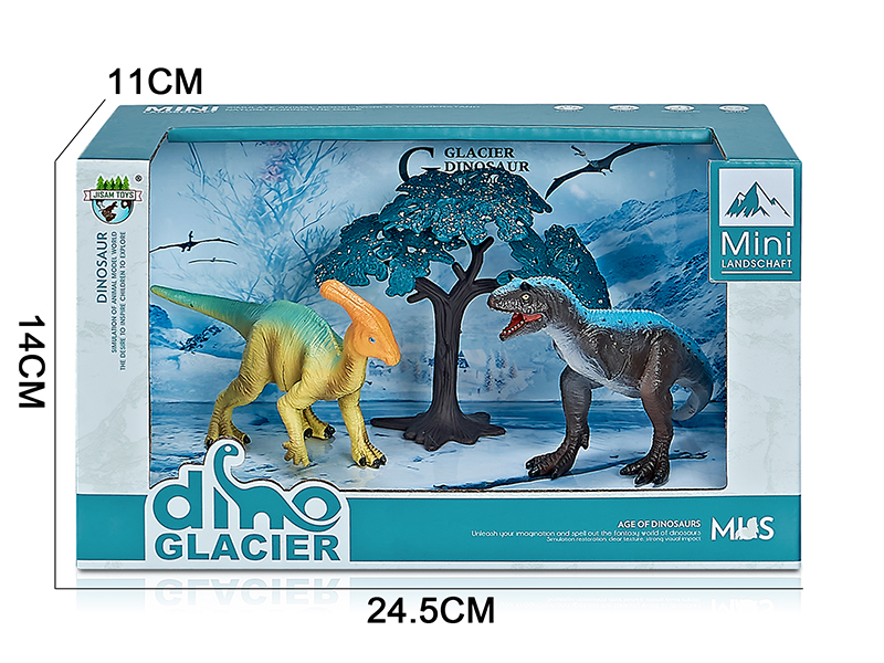 Glacier Dinosaur Model Scene Toys(Parasaurolophus,Carnotaurus)