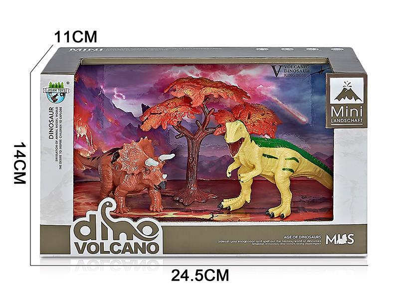 Volcano Dinosaur Model Scene Toys(Triceratops,Giganotosaurus)