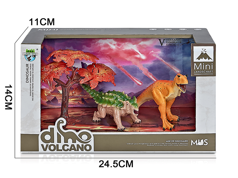 Volcano Dinosaur Model Scene Toys(Ankylosaur, Carnotaurus)