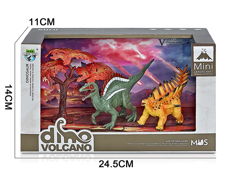 Volcano Dinosaur Model Scene Toys(Spinosaurus, Kentrosaurus)