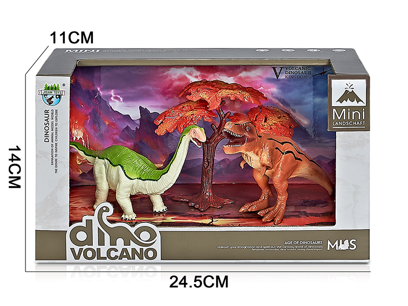 Volcano Dinosaur Model Scene Toys(Apatosaurus,Tyrannosaurus Rex)