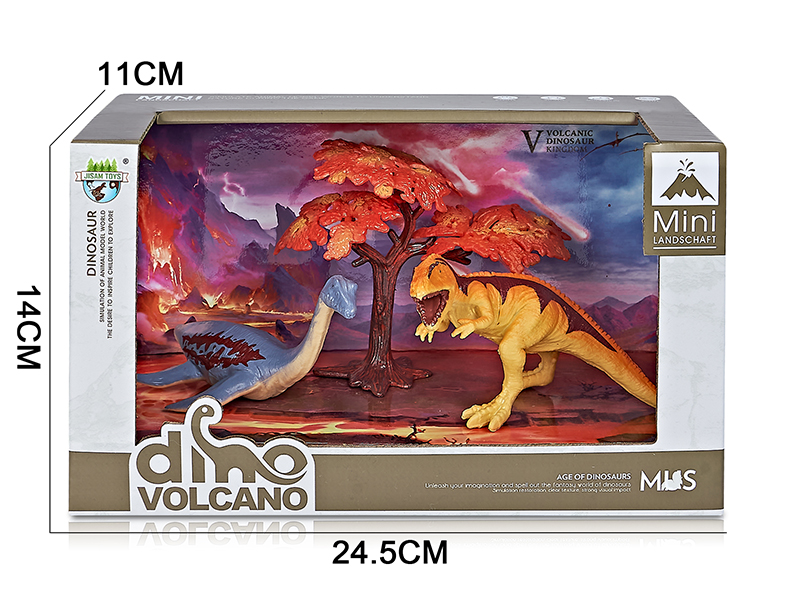 Volcano Dinosaur Model Scene Toys(Plesiosaur, Carcharodontosaurus)