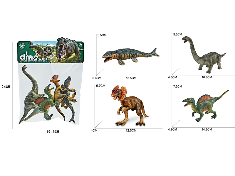 Forest Dinosaurs 4pcs(Apatosaurus,Spinosaurus,Mosasaur,Dilophosaurus)