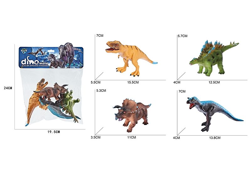 Glacier Dinosaurs 4pcs(Stegosaurus,Carnotaurus,Tyrannosaurus Rex,Triceratops)