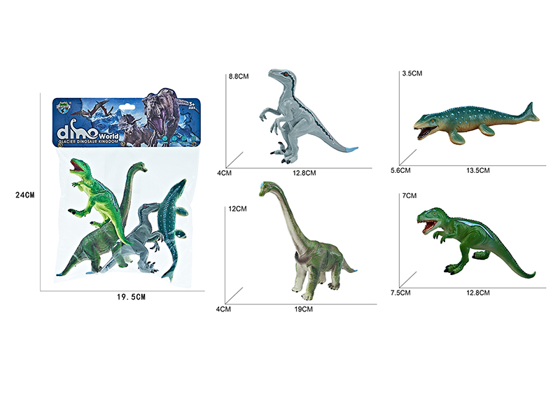 Glacier Dinosaurs 4pcs(Mosasaur,Carcharodontosaurus,Velociraptor,Brachiosaurus)