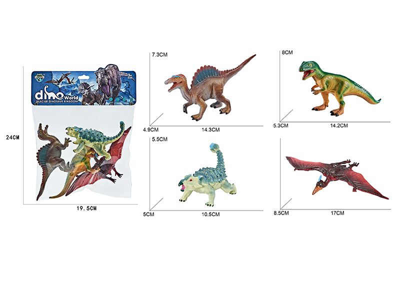 Glacier Dinosaurs 4pcs(Giganotosaurus,Pterosaur,Spinosaurus,Ankylosaur)