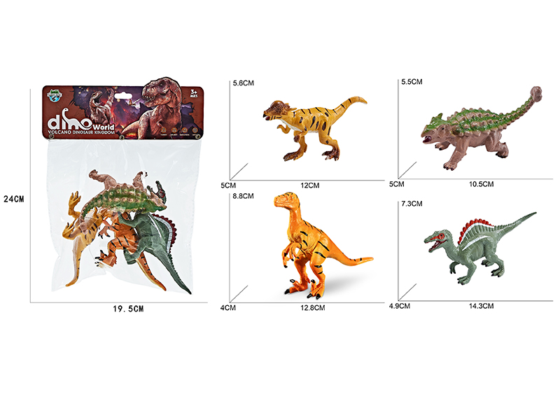 Volcanic Dinosaurs 4pcs(Ankylosaur,Spinosauru,Pachycephalosaur,Velociraptor)