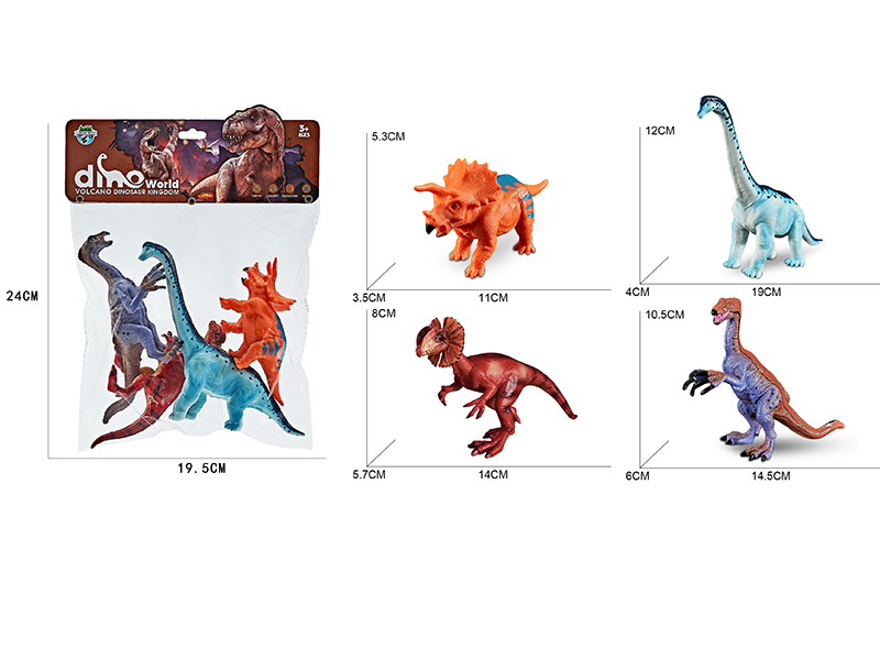 Volcanic Dinosaurs 4pcs(Brachiosaurus,Therizinosaurus,Triceratops,Dilophosaurus)