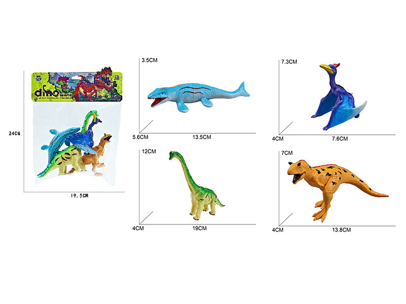 Cartoon Dinosaurs 4pcs(Quetzalcoatlus,Carnotaurus,Mosasaur,Brachiosaurus)