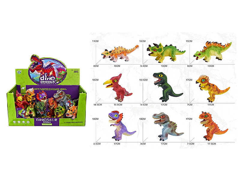 Vinyl Cartoon Dinosaur Model 24pcs(With BB Sound, Lights)