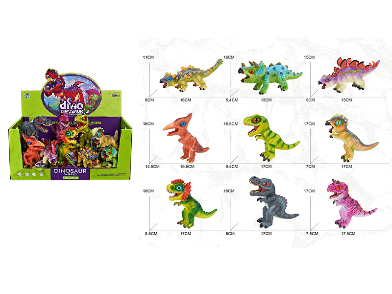 Vinyl Cartoon Dinosaur Model 24pcs(With BB Sound, Lights)
