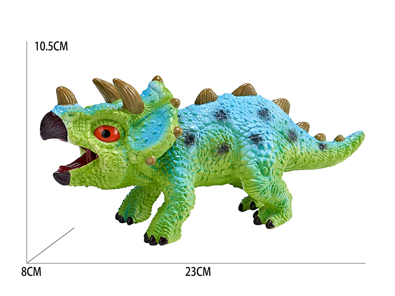 Vinyl Cartoon Dinosaur Model With BB Whistle And Lights - Triceratops