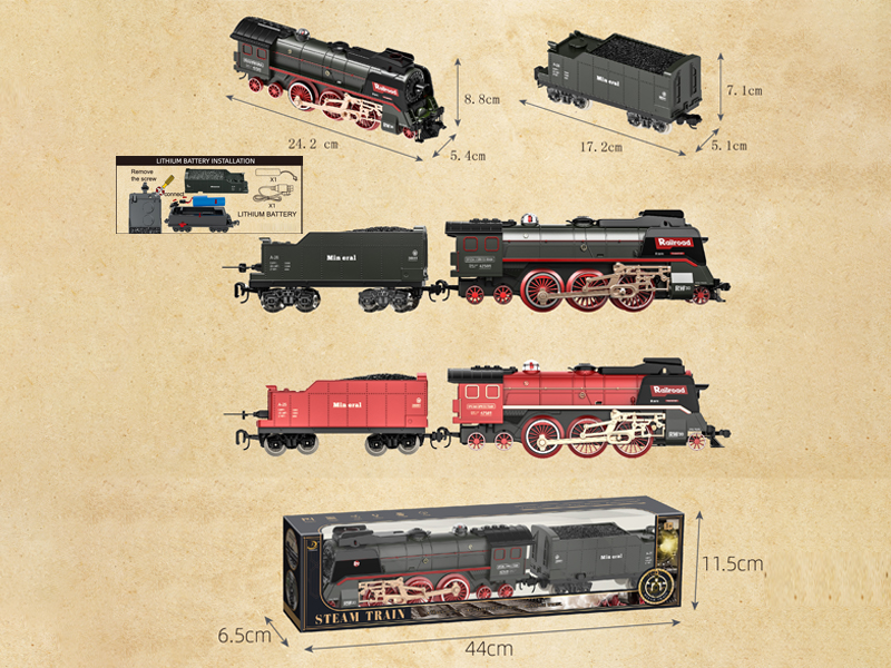 Steam Locomotive+Lithium Battery Coal Carriage