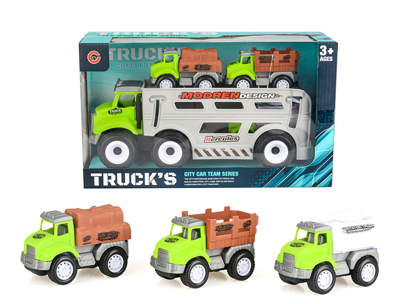 Friction Cartoon Transport Car + 3 Slide Cars