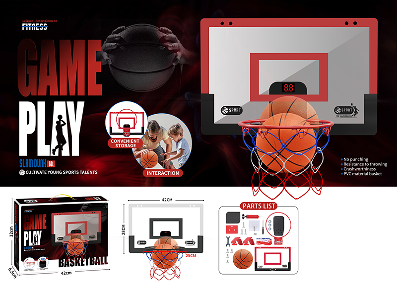 Wall-Mmounted Fold Basketball Hoop With Score Indicator