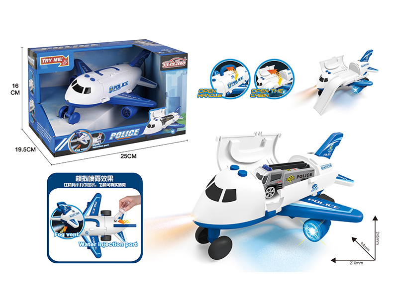 Transformable Police Aircraft With Lights, Music And Spray