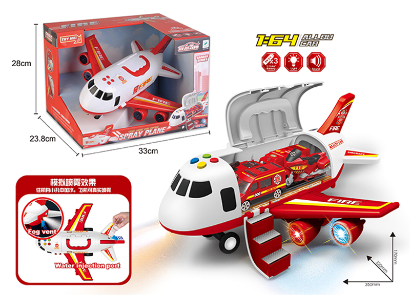 Friction Transformable Fire Fighting Aircraft With Lights, Music And Spray
