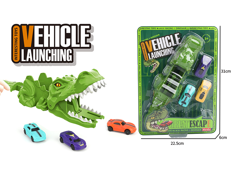 4PCS Catapult Dinosaur Rail Car