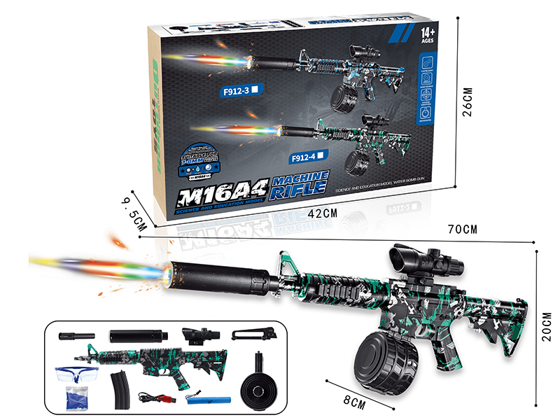 M16 Manual Automatic Dual Mode Electric Continuous Shot Water Bullet Gun + Silencer With Colorful Lights(USB)