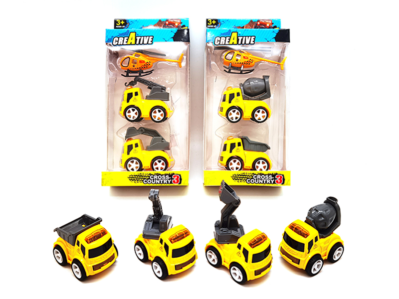 3PCS Friction Alloy Engineering Vehicle+Aircraft