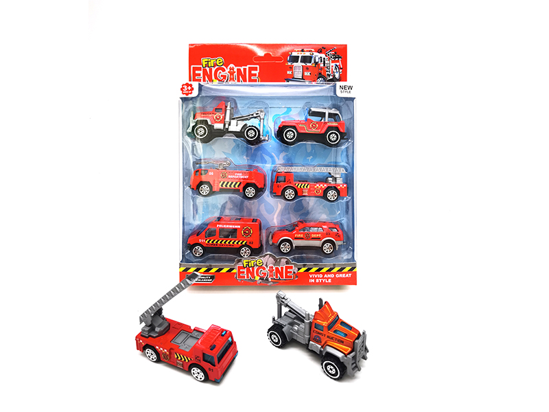 6PCS Slide Alloy Fire Engine