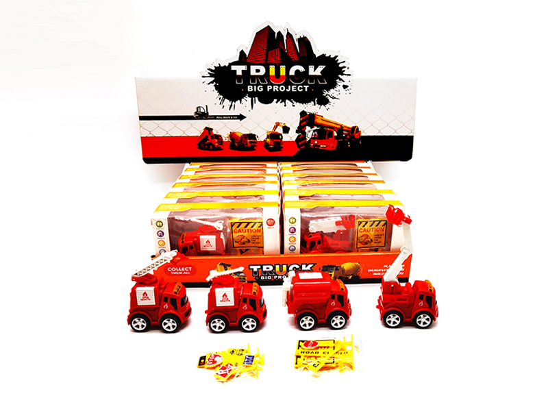 12PCS Friction Alloy Fire Engine+Accessories