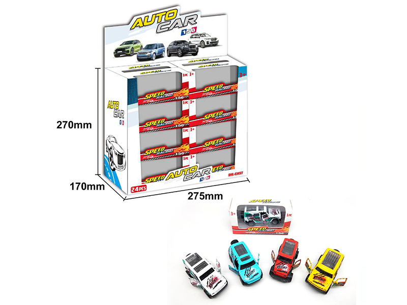 24PCS Pull Back Graffiti Alloy Car