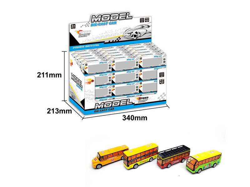 60PCS Pull Back Alloy Bus