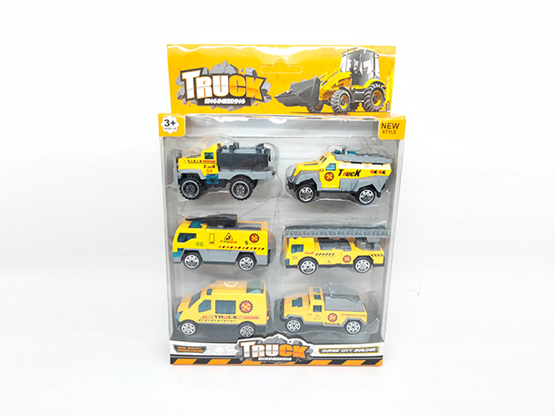 Slide Alloy Engineering Vehicle6pcs
