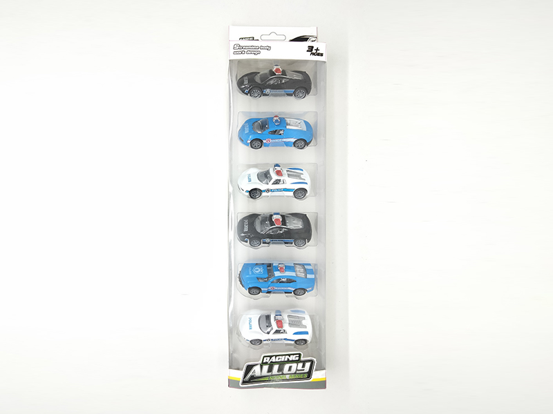 6PCS Pull Back Alloy Police Car
