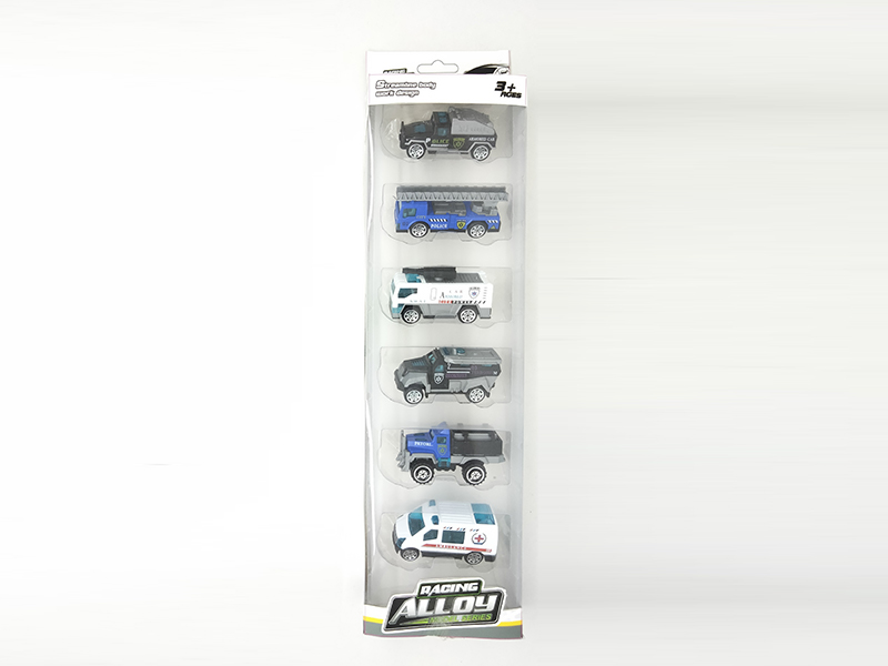 6PCS Slide Alloy Police Car