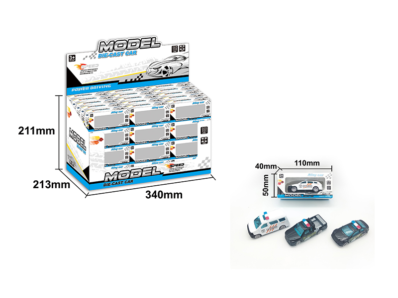 60PCS Slide Alloy Police Car