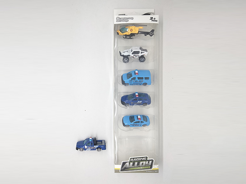 6PCS Slide Alloy Police Car