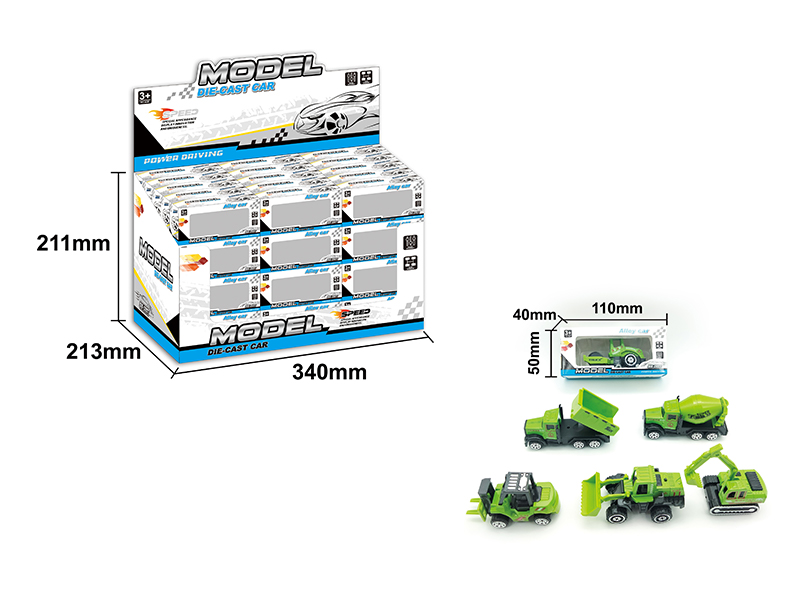 60PCS Slide Alloy Engineering Vehicle Set