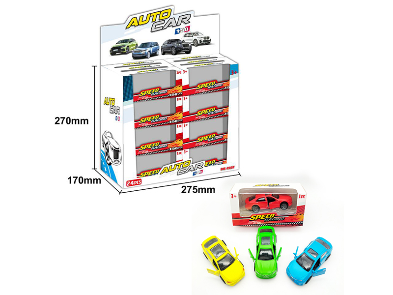 24PCS Pull Back Alloy Painted Matte Car