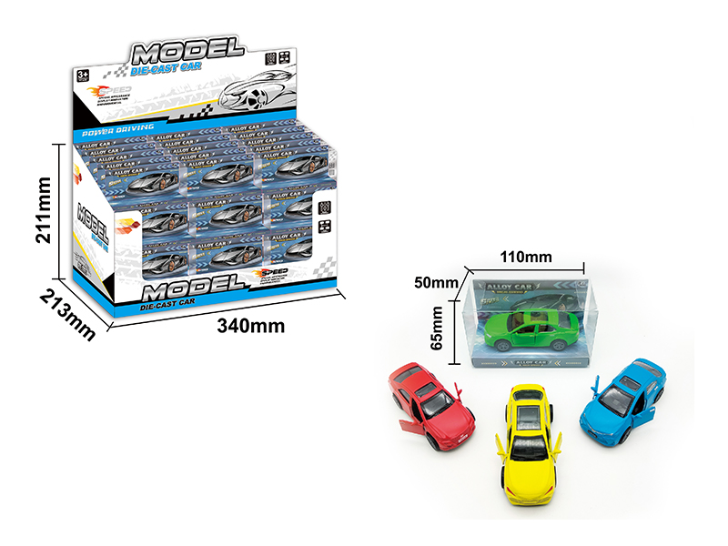 36PCS Pull Back Alloy Painted Matte Car