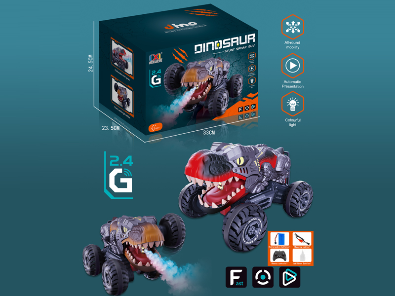 2.4G 10Ch R/C Stunt Dinosaur Car With Spray Sound And Light