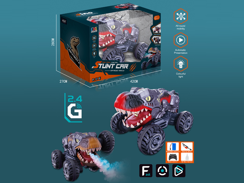 2.4G 10Ch R/C Stunt Dinosaur Car With Spray Sound And Light