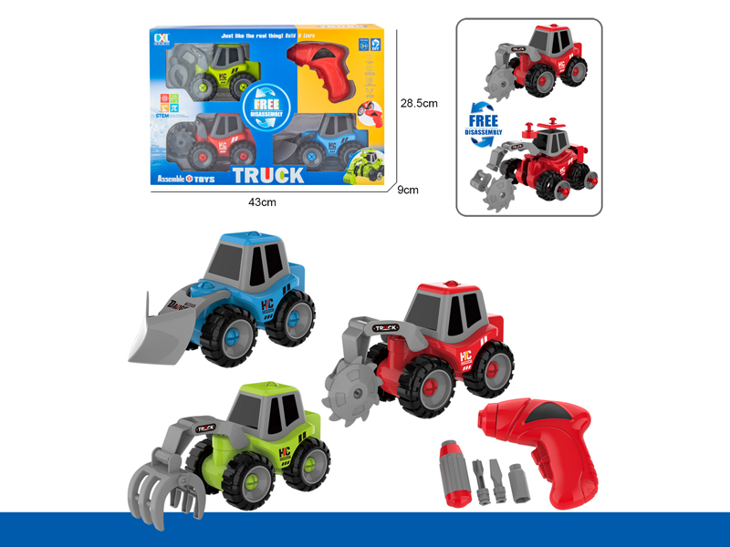 3PCS DIY Assembly Engineering Vehicle