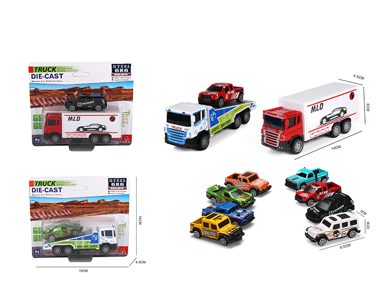 Simulated Friction Alloy Transport Truck + Small Car