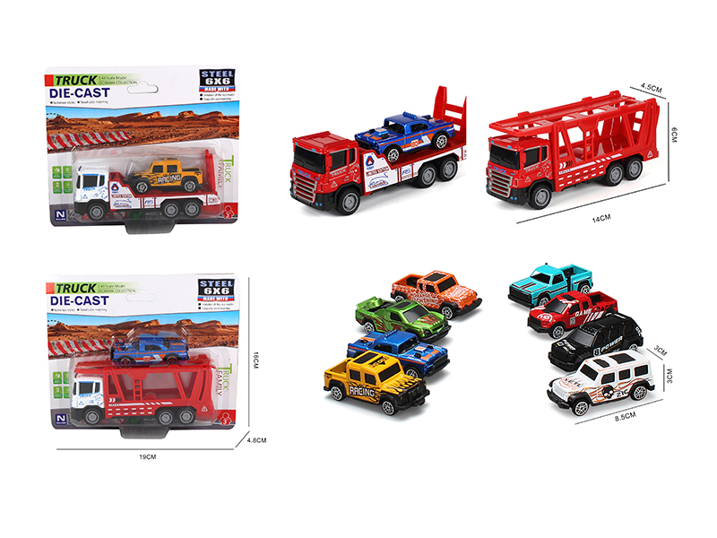 Simulated Friction Alloy Transport Truck + Small Car