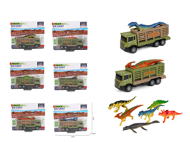 Simulated Friction Alloy Transport Truck + Dinosaur